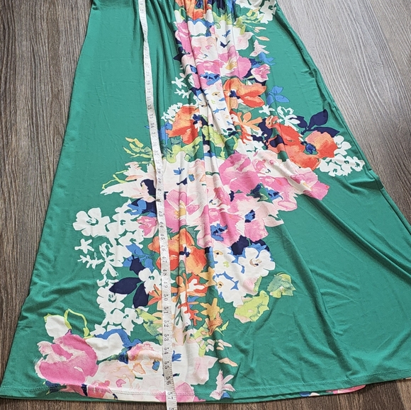 London Times Dress Sz 16 Sleeveless V-Neck Floral Maxi Preppy, Vacationwear - Picture 12 of 16